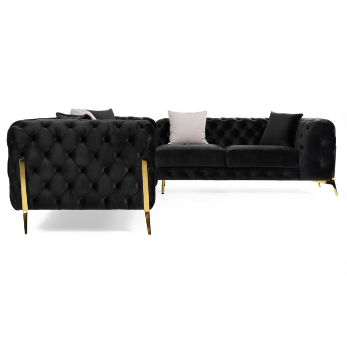 Clarice - Transitional Black Velvet Sectional Sofa