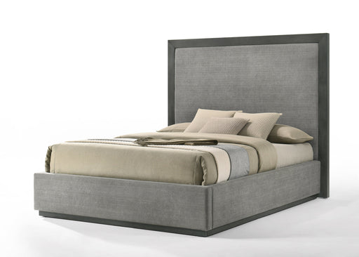 Queen Santa Barbara - Modern Grey Fabric + Grey Wash Bed