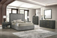 Eastern King Santa Barbara + Santa Monica - Modern Grey Fabric + Grey Wash Bedroom Set
