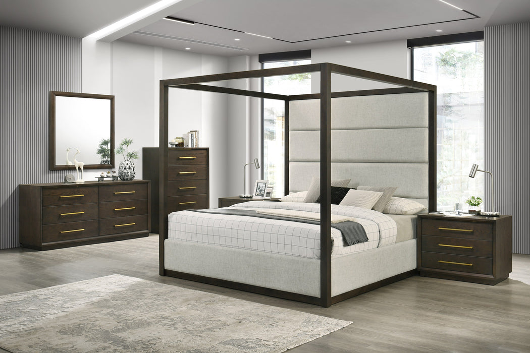 Queen Manhattan - Contemporary Canopy Cherry Bedroom Set