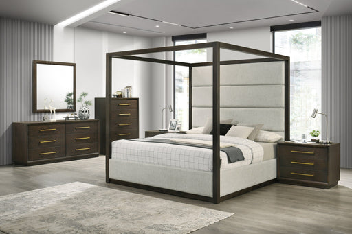 Queen Manhattan - Contemporary Canopy Cherry Bedroom Set