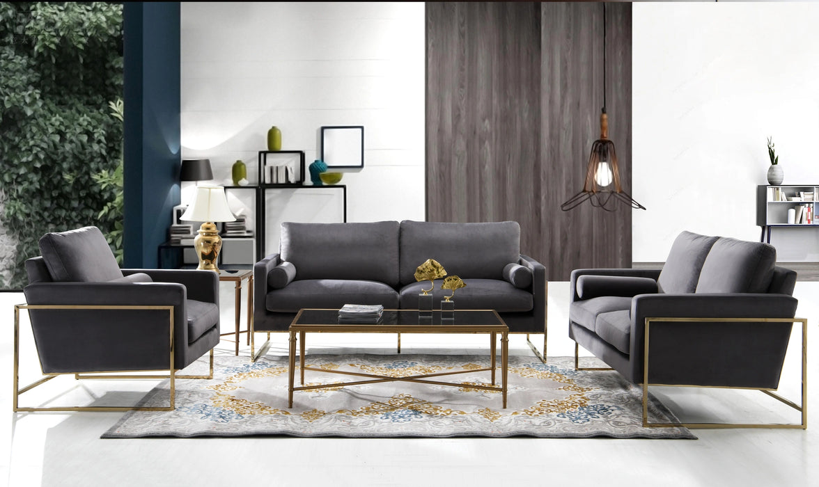 Mila Grey Velvet Loveseat