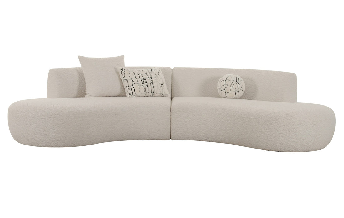 Weldon - Modern Off-White Fabric Curved Sectional Sofa