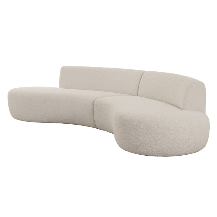 Weldon - Modern Off-White Fabric Curved Sectional Sofa