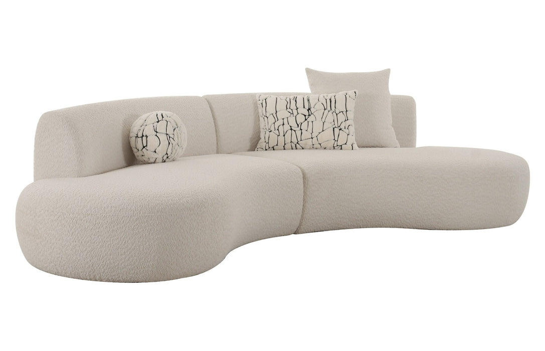 Weldon - Modern Off-White Fabric Curved Sectional Sofa