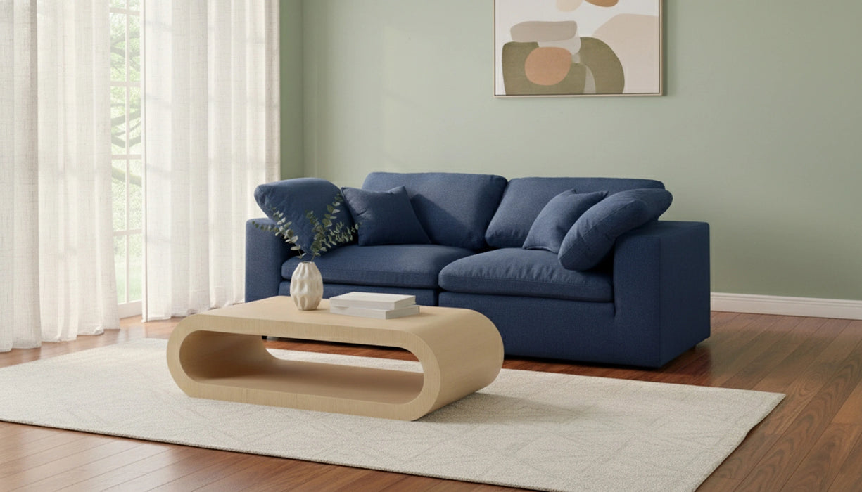 Serene Navy Linen Fabric Deluxe Cloud Modular Sofa