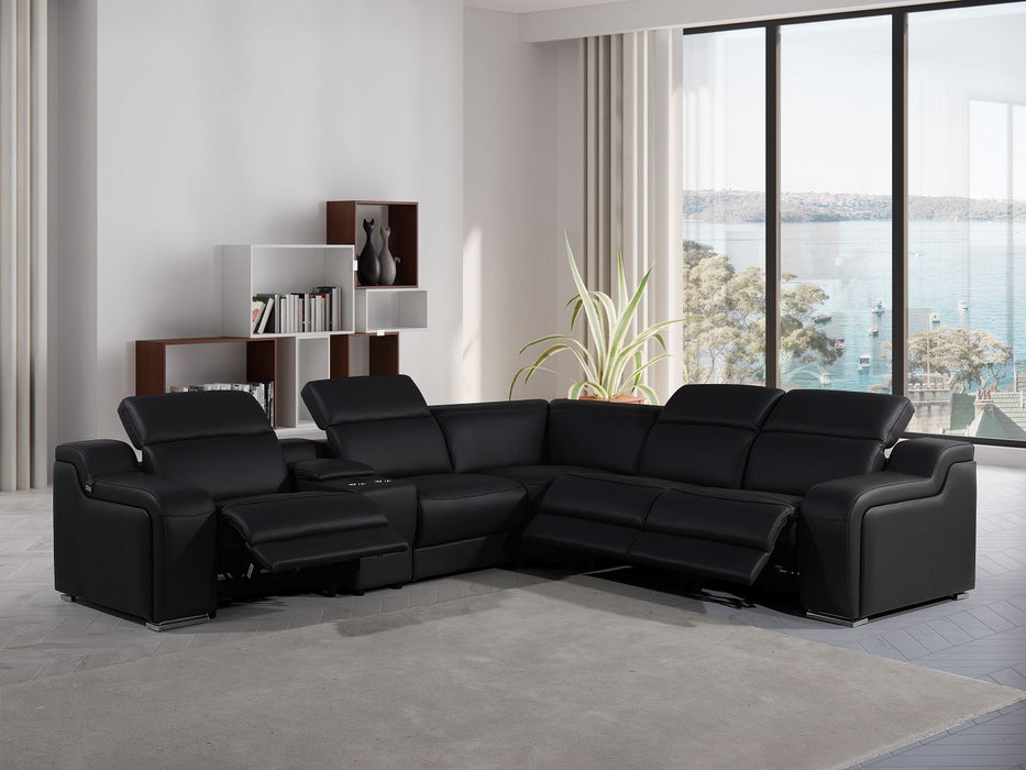 Global United 6111 6-Piece L-Shaped Power Sectional – Black