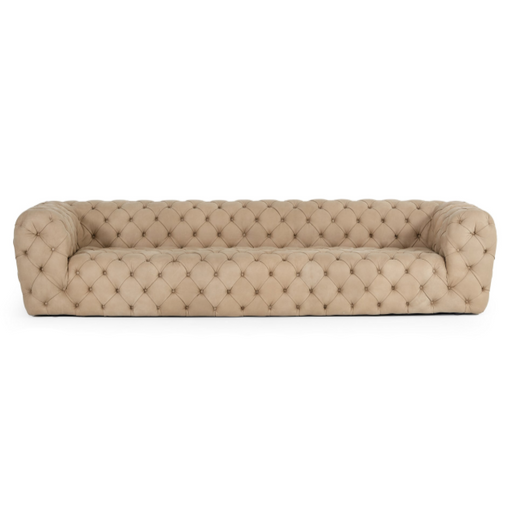 Ellington- Italian Beige Nubuck Leather 4-Seater Sofa