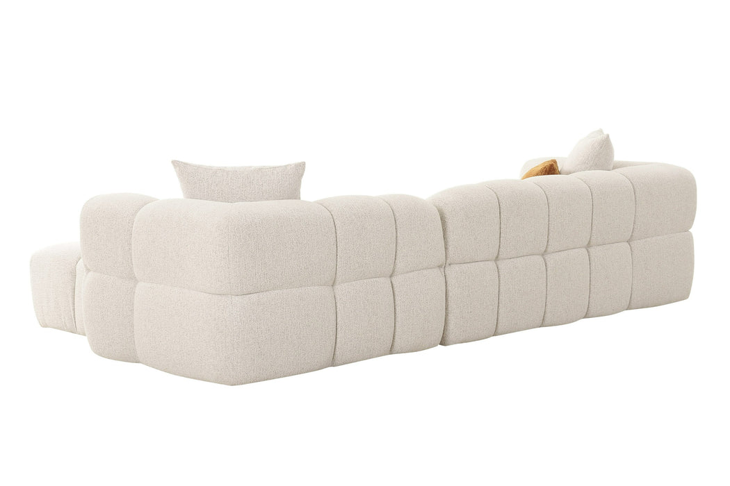 Freya - Modern Beige Fabric Sectional Sofa w/ Console
