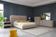 Queen Florence - Modern Beige Velvet + Shagreen Bedroom Set