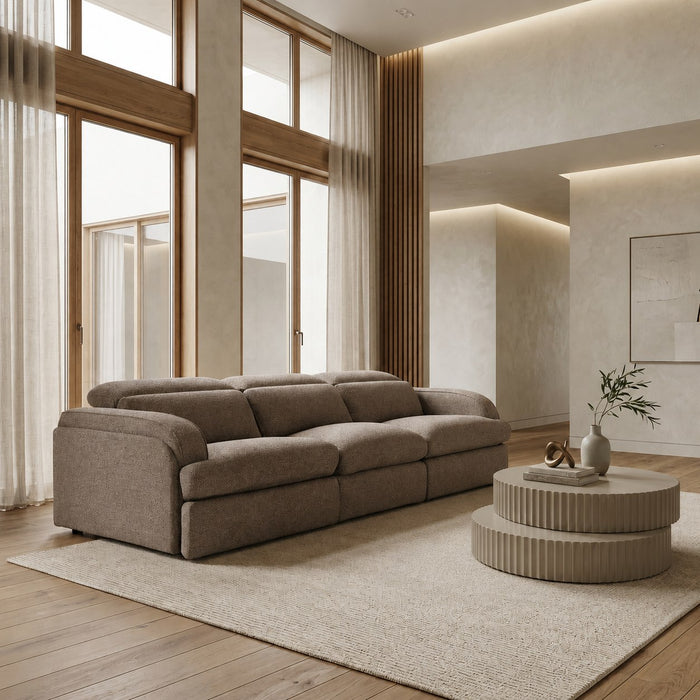 Ambler - Modern Brown Fabric Sofa w/ 2 Power Recliners