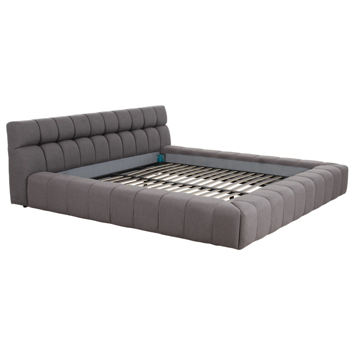 Queen Tyree - Modern Tufted Grey Fabric Bed