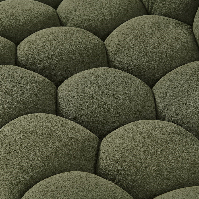 Yolonda - Modern Curved Green Fabric Loveseat
