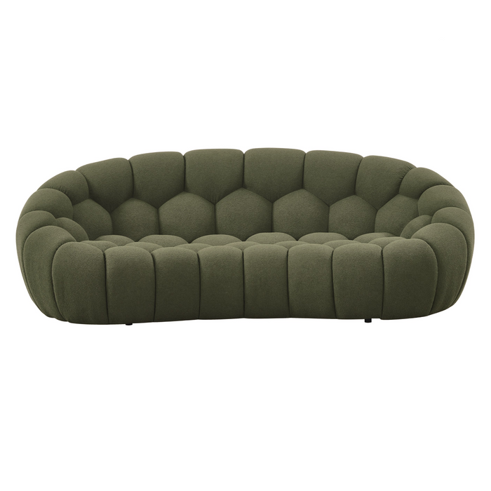 Yolonda - Modern Curved Green Fabric Loveseat