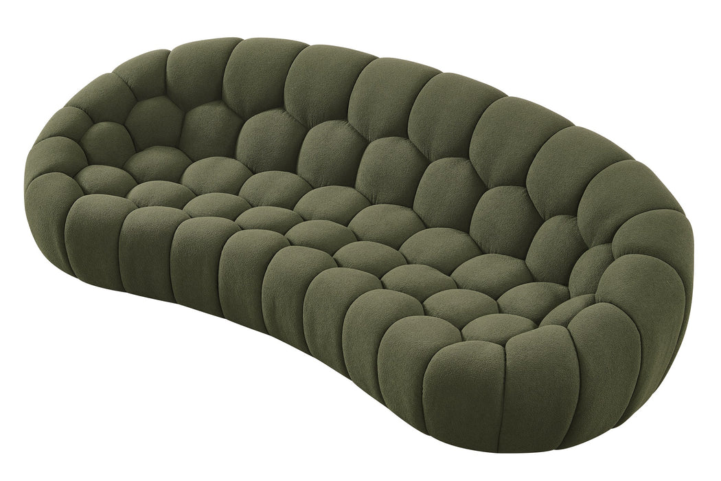 Yolonda - Modern Curved Green Fabric Sofa