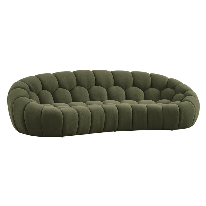 Yolonda - Modern Curved Green Fabric Sofa