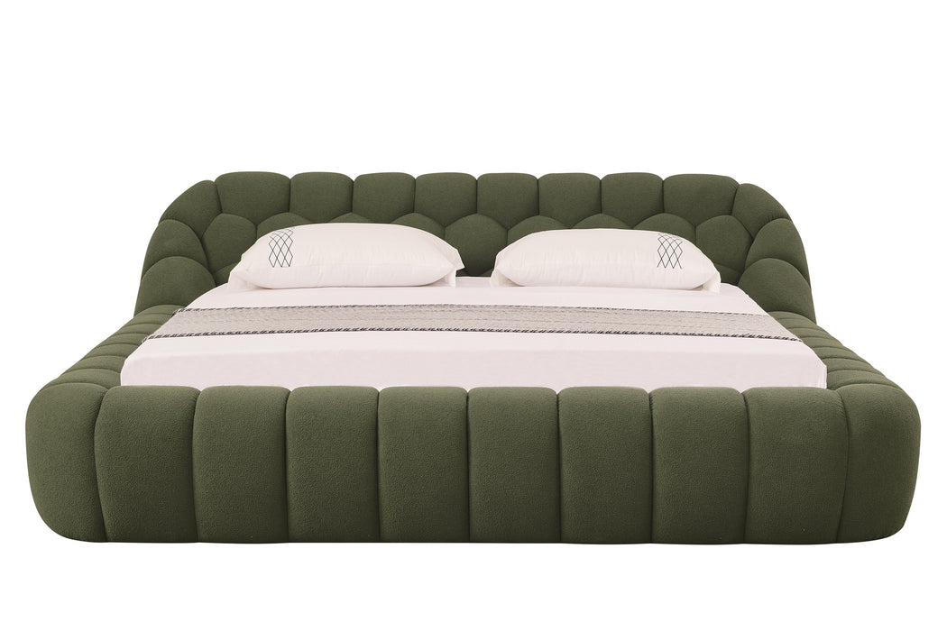 Eastern King Yolonda - Modern Green Fabric Bed