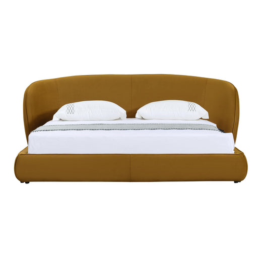 Queen Lambert - Modern Burnt Orange Fabric Upholstered Bed