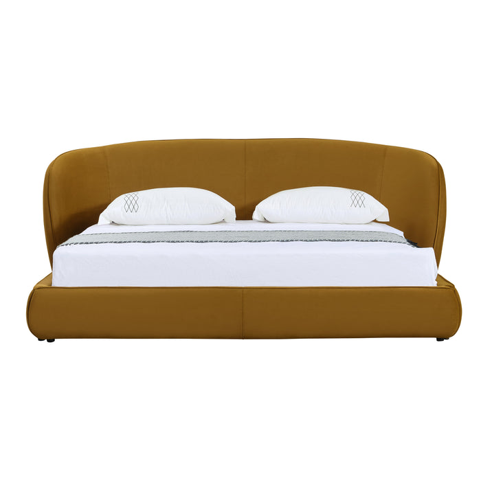 Eastern King Lambert - Modern Burnt Orange Fabric Upholstered Bed