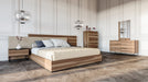 Queen Matteo Italian Modern Walnut & Fabric 4-Piece Bedroom Set