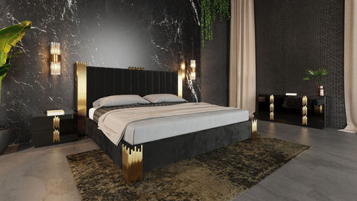 Token Modern Black & Gold 4-Piece Bedroom Set