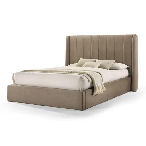 Eastern King Kiro - Modern Tan Fabric Bed