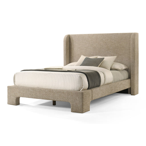 Queen Emilio - Modern Beige Fabric Bed