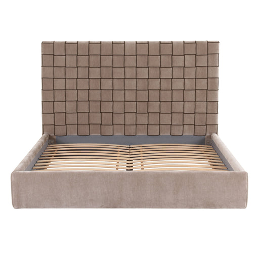 Eastern King Rousey - Modern Taupe Fabric Bed