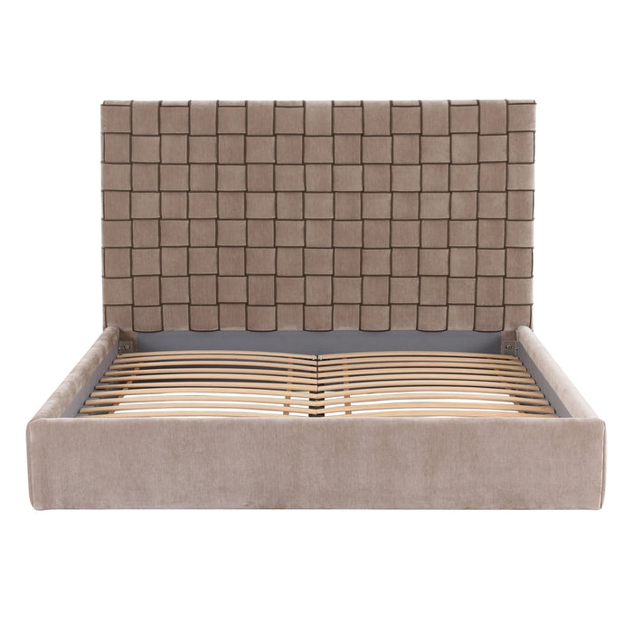 Eastern King Rousey - Modern Taupe Fabric Bed