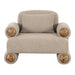 Odette - Modern Beige Fabric + White Burl Accent Chair