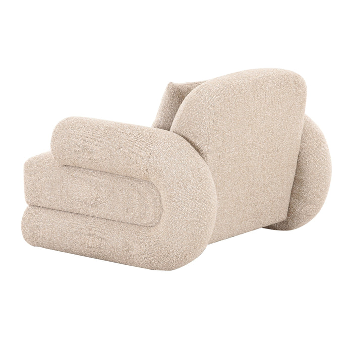 Odette - Modern Beige Fabric + White Burl Accent Chair
