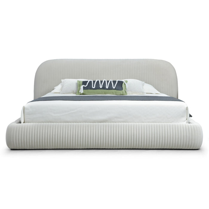 Eastern King Hortman - Modern Off-White Fabric Bed
