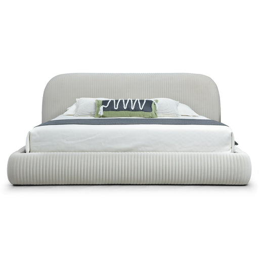 Queen Hortman - Modern Off-White Fabric Bed
