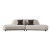 Falcone - Contemporary Off-White + Grey Bonded Leather Curved Sectional Sofa
