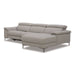 Meidas - Modern Light Grey Leather Sectional Sofa + 2 Recliners - Right Facing Chaise