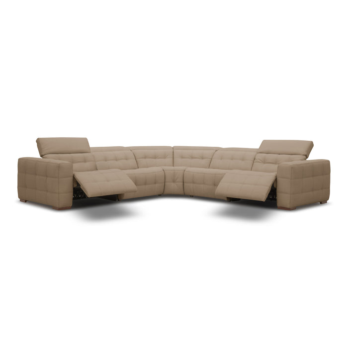 Carney - Modern Beige Leather Sectional Sofa + 3 Recliners