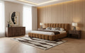 Eastern King Harris + Roma - Modern Brown Fabric + Walnut 4-Piece Bedroom Set