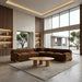 Crockett - Modern Brown Fabric Sectional Sofa