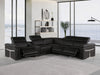 1126 DivanItalia Black 6pc-3PR L-Shaped Sectional