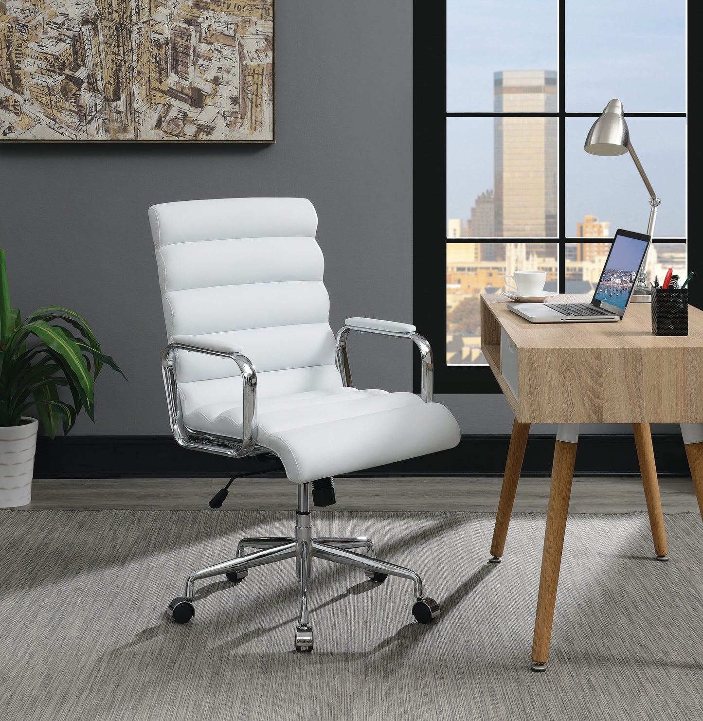 WHITE - CHANNEL TUFTED OFFICE CHAIR