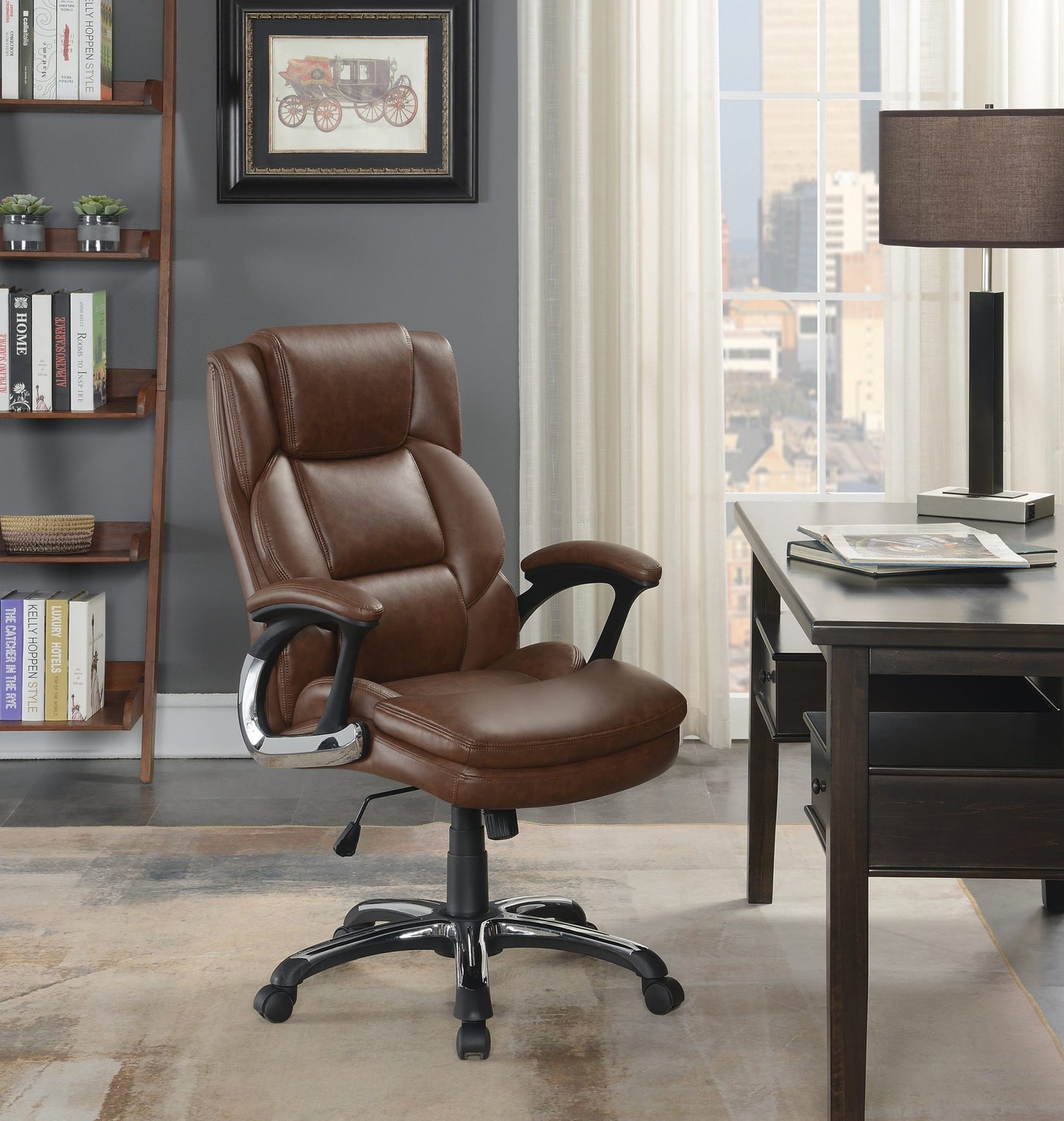 BROWN - ADJUSTABLE HEIGHT OFFICE CHAIR