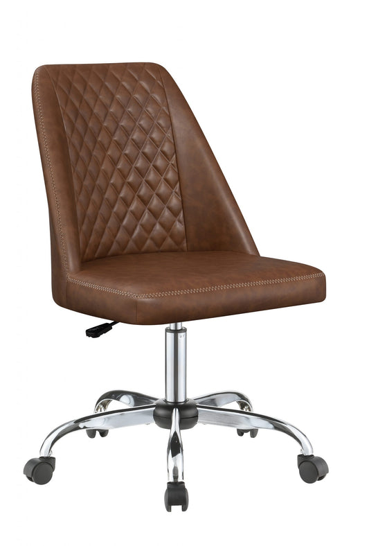 BROWN - UPHOLSTERED TUFTED BACK OFFICE CHAIR