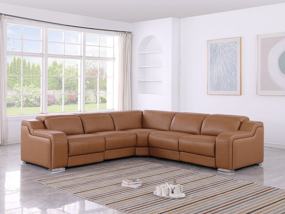 DivanItalia 1116 5pc Sectional – Cognac