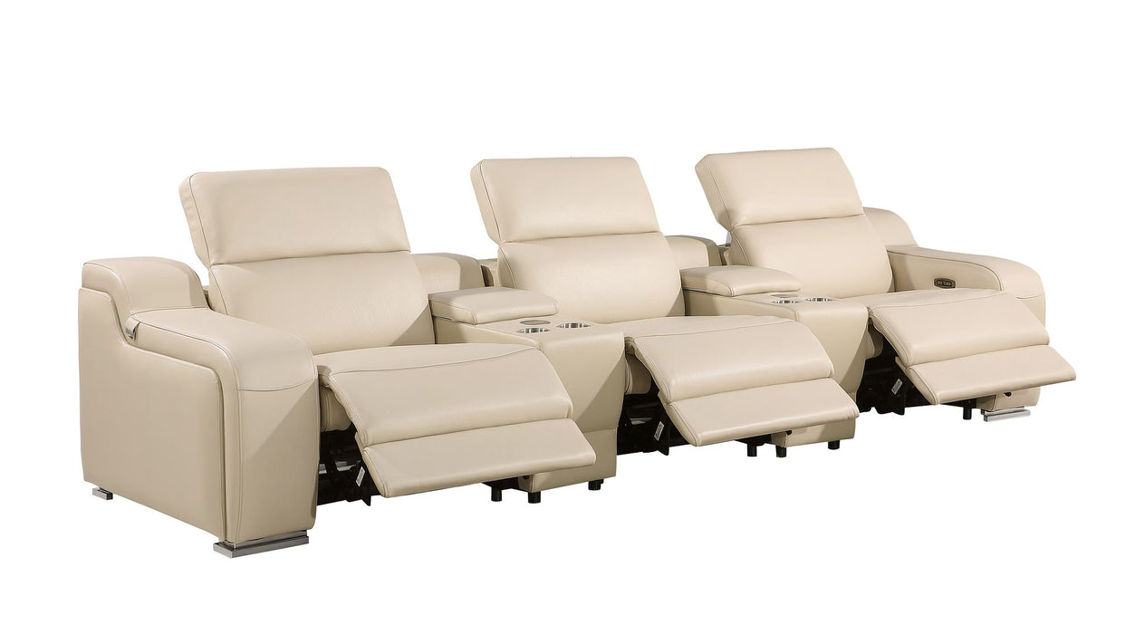 Global United 6111 L-Shaped Power Reclining Sectional | Genuine Leather