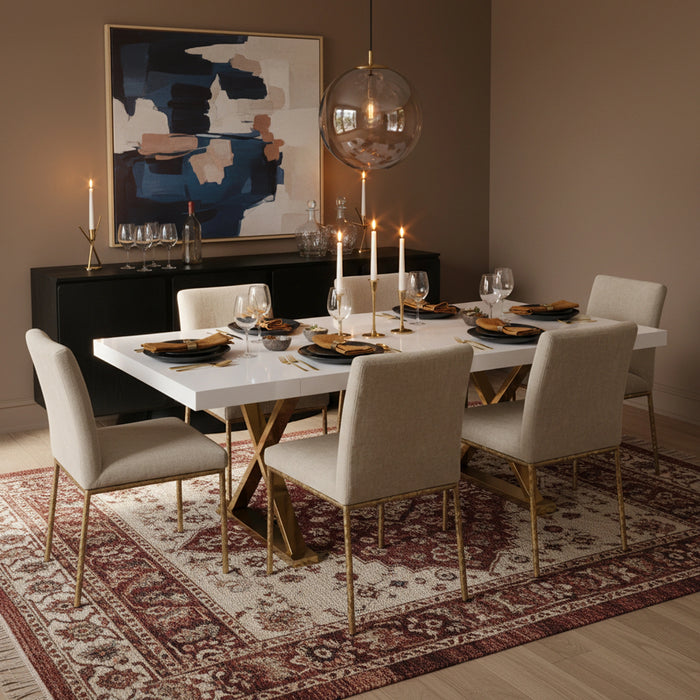Excel White Lacquer Extendable Dining Table (3 Boxes)