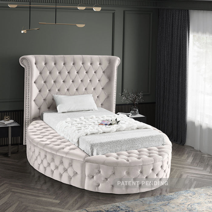 Luxus Cream Velvet Twin Bed (3 Boxes)