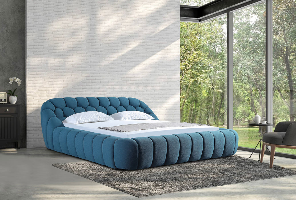 Eastern King Yolonda - Modern Dark Teal Fabric Bed