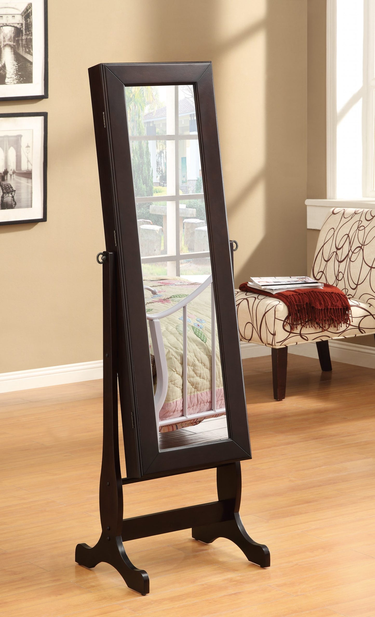 CAPPUCCINO - JEWELRY CHEVAL MIRROR WITH DRAWERS