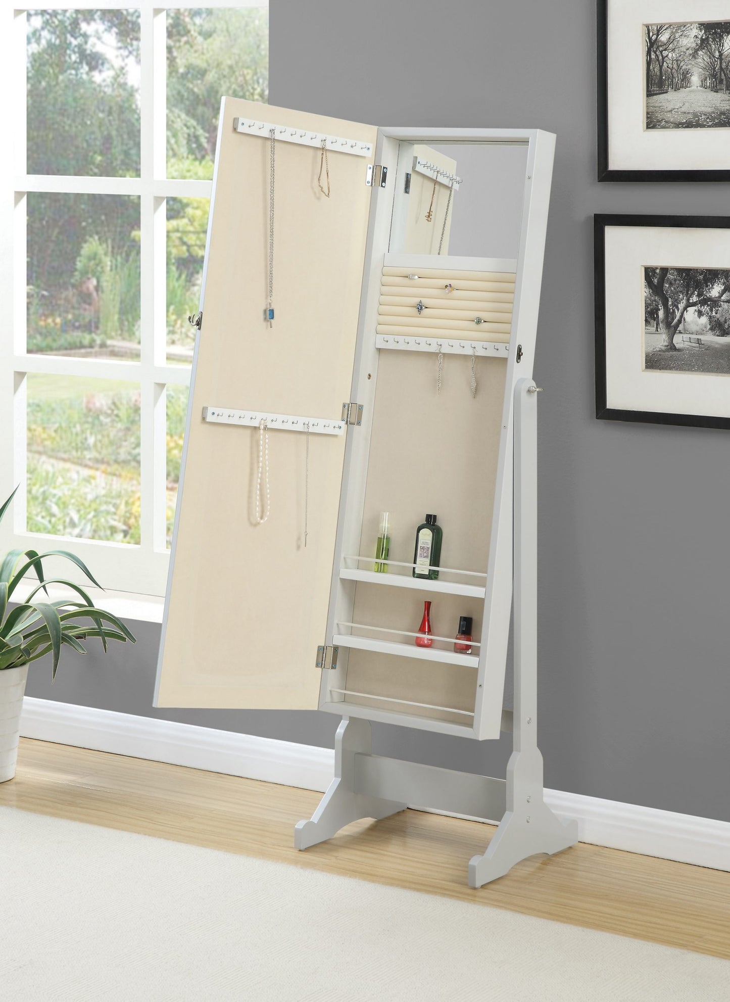 DOVE GREY - STORAGE JEWELRY CHEVAL MIRROR