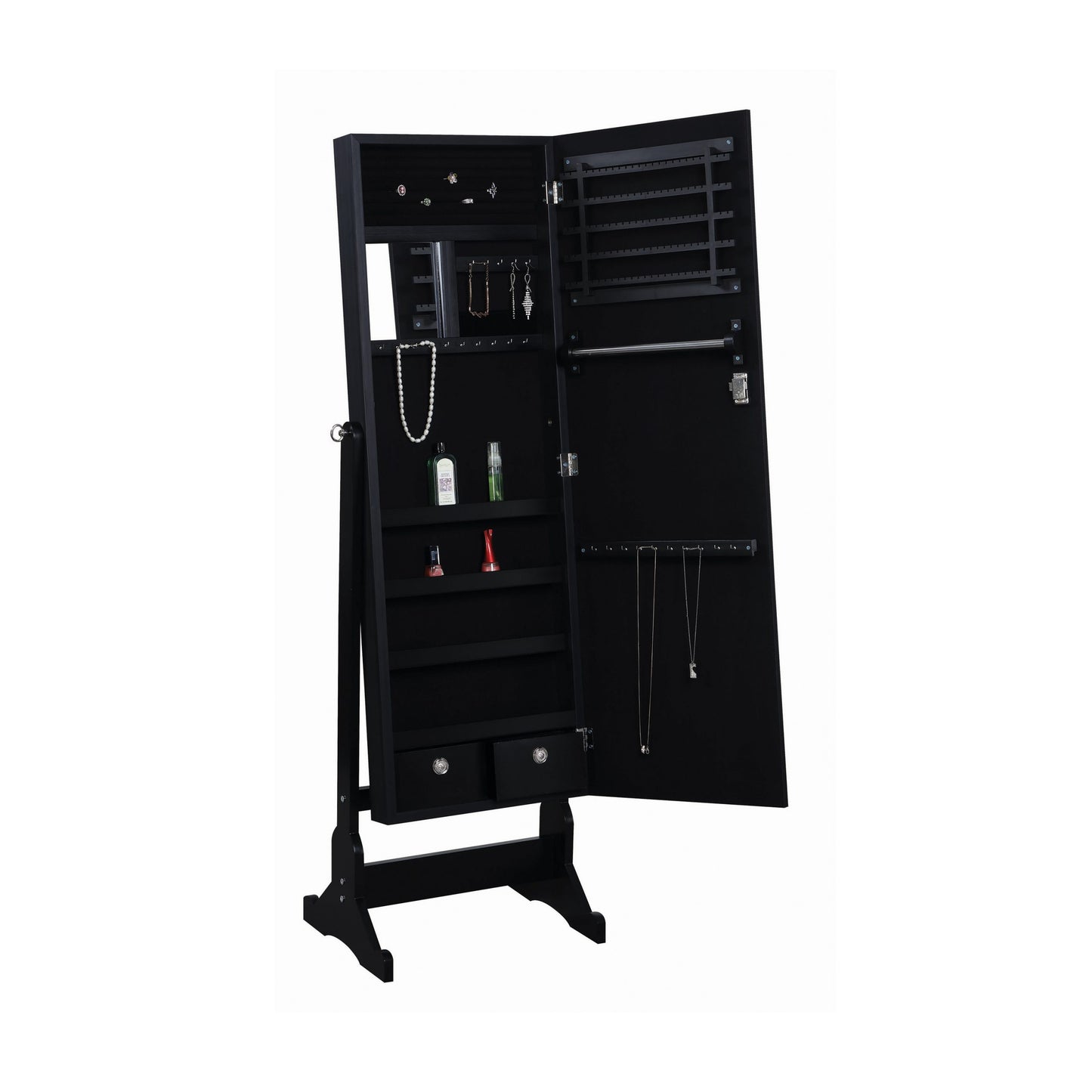 BLACK - JEWELRY CHEVAL MIRROR WITH DRAWERS